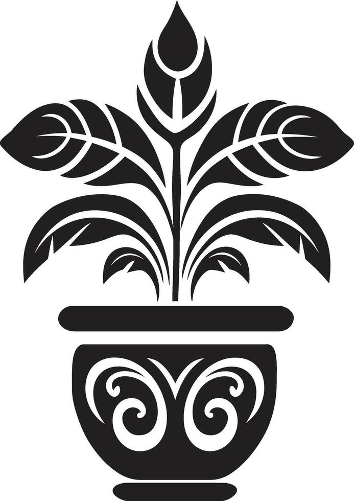 verde gala lustroso logotipo Projeto com monocromático plantar Panela em vaso perfeição à moda plantar Panela logotipo dentro Preto vetor