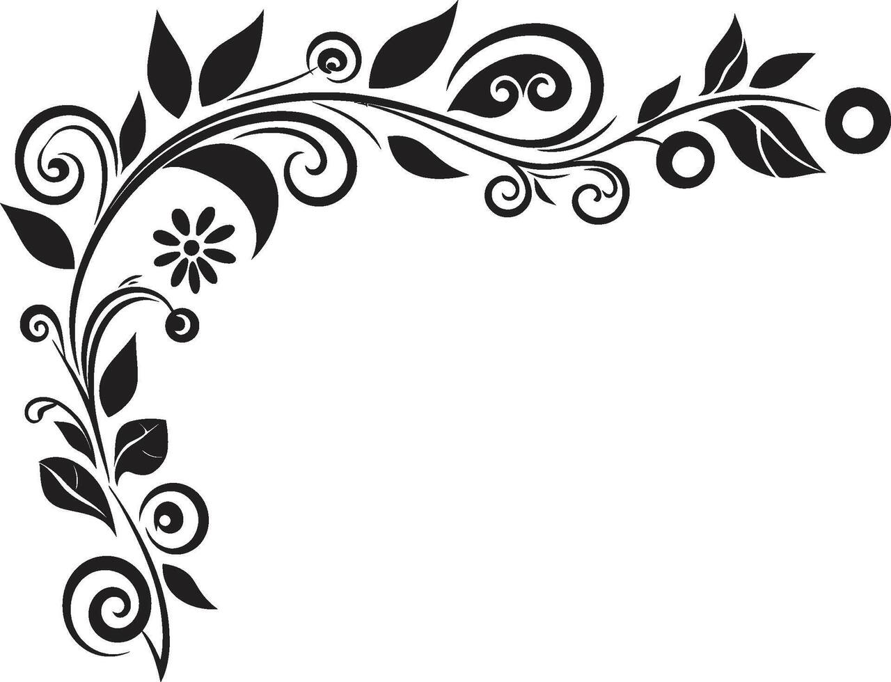 fantasioso floresce à moda vetor ícone apresentando rabisco decorativo elementos sofisticado redemoinhos Preto emblema com monocromático rabisco decorações