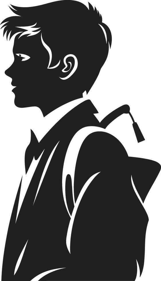 pináculo perseguição alcançar alturas com Preto ícone para masculino alunos majestoso mentes vetor Preto logotipo significando masculino aluna excelência