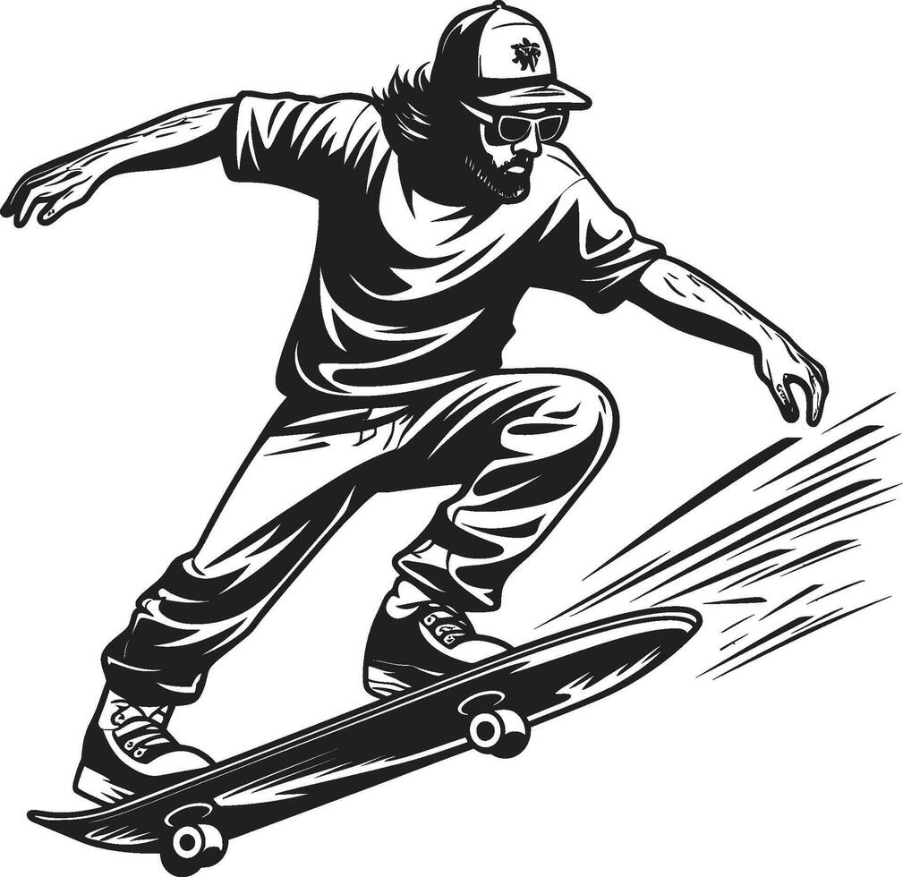 skate zênite Preto logotipo Projeto com uma homem equitação a borda rua impermeável nervoso vetor ícone do uma homem em uma skate dentro Preto