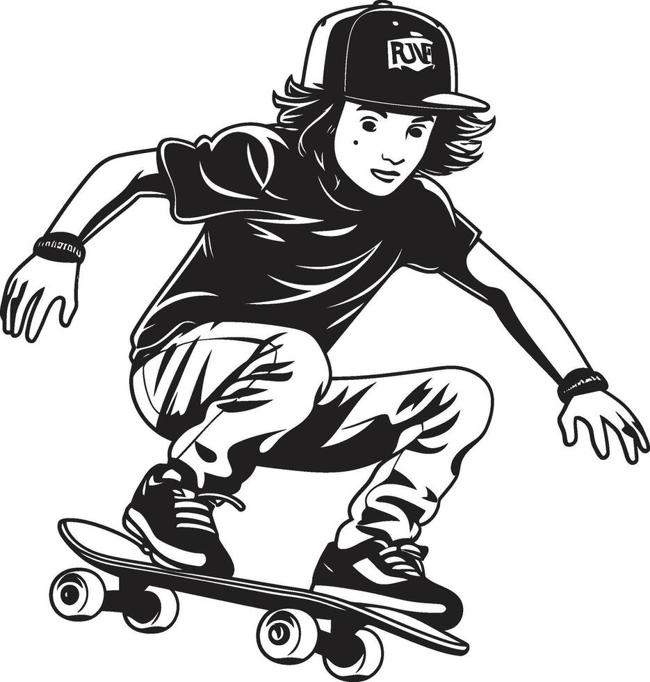 skate sensação Preto logotipo Projeto evocando a emoção do equitação emoção tirano icônico vetor símbolo do uma homem em uma skate dentro Preto