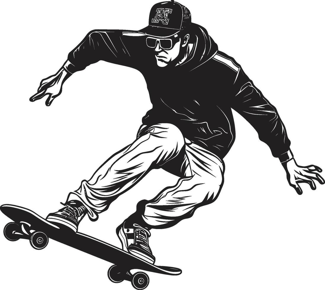 skate sonata Preto logotipo Projeto capturando a harmonia do equitação velocidade vanguarda icônico vetor do uma homem em uma skate dentro Preto