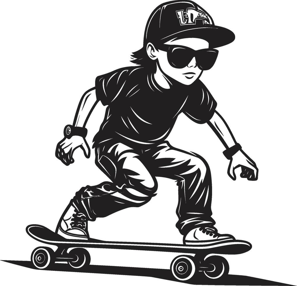 urbano acrobata dinâmico vetor símbolo do uma skate homem dentro Preto skate zênite Preto logotipo Projeto com uma homem equitação a borda