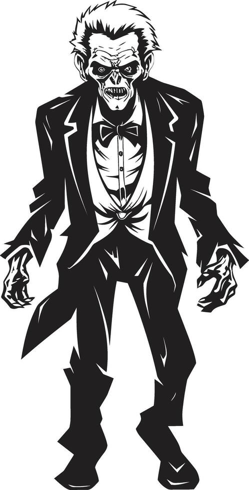 zumbi zênite dinâmico Preto logotipo Projeto apresentando uma assustador velho homem cadavérico semblante lustroso vetor ícone significando a assustador Horror do uma zumbi dentro Preto