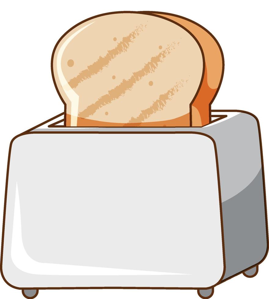 torradeira de pão com pão torrado no fundo branco vetor