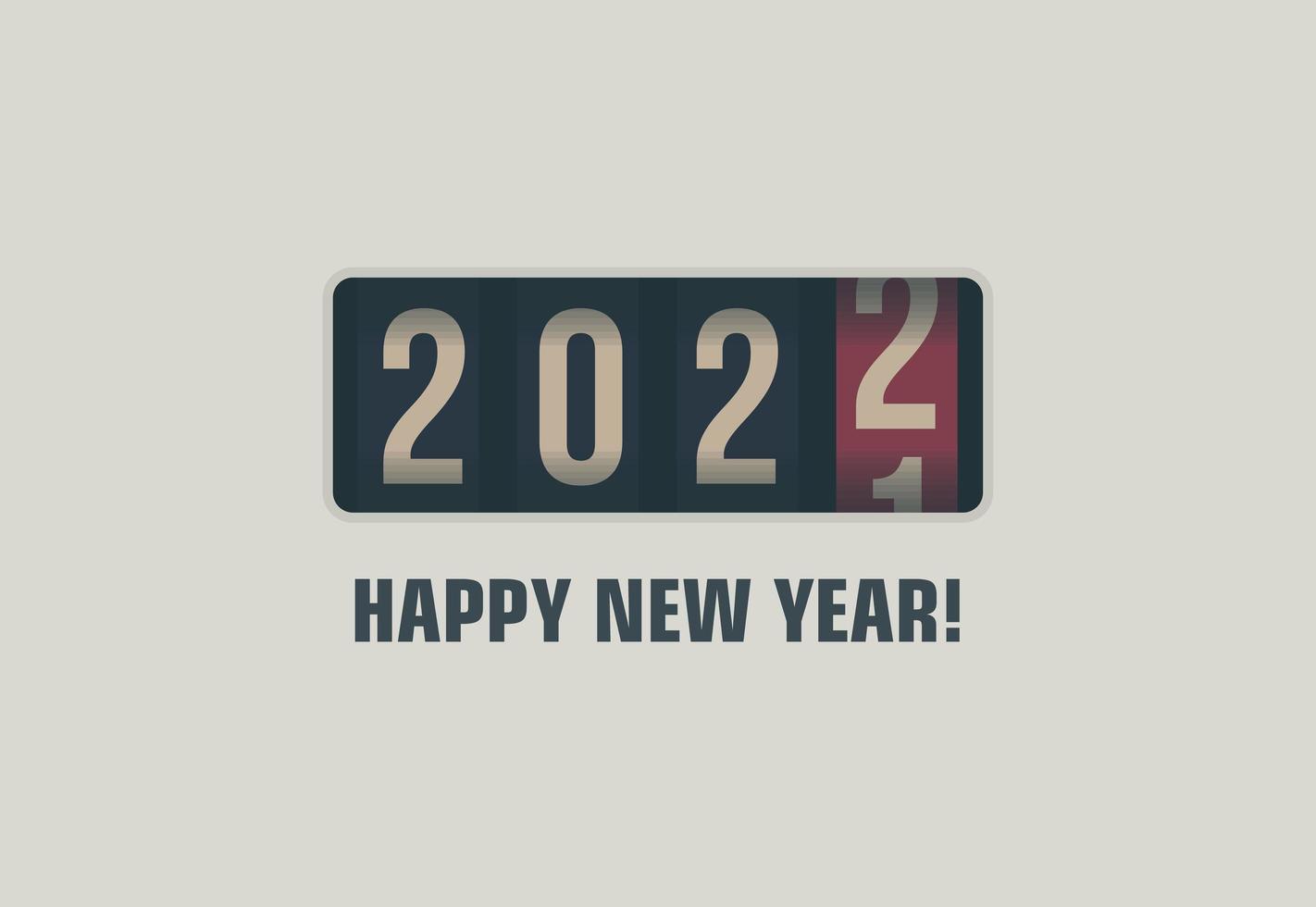 Feliz ano novo 2022, números no mostrador analógico, ilustração em vetor pôster criativo de design de estilo retro