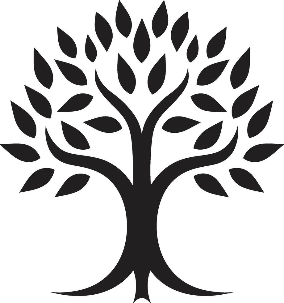frondoso comprometimento dinâmico Preto logotipo Projeto para verde iniciativas recortado rebento icônico vetor árvore plantação símbolo dentro Preto