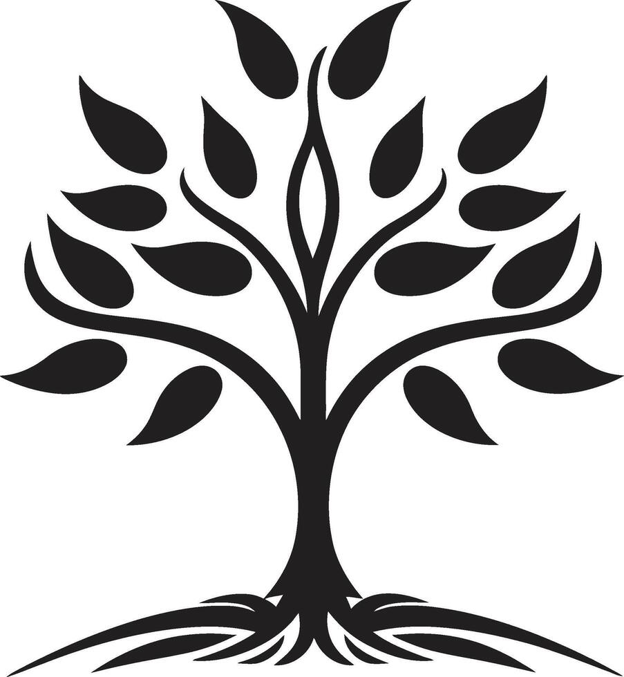 enraizado resiliência vetor símbolo do árvore plantação dentro Preto bosque harmonia dinâmico Preto ícone para árvore plantação logotipo Projeto