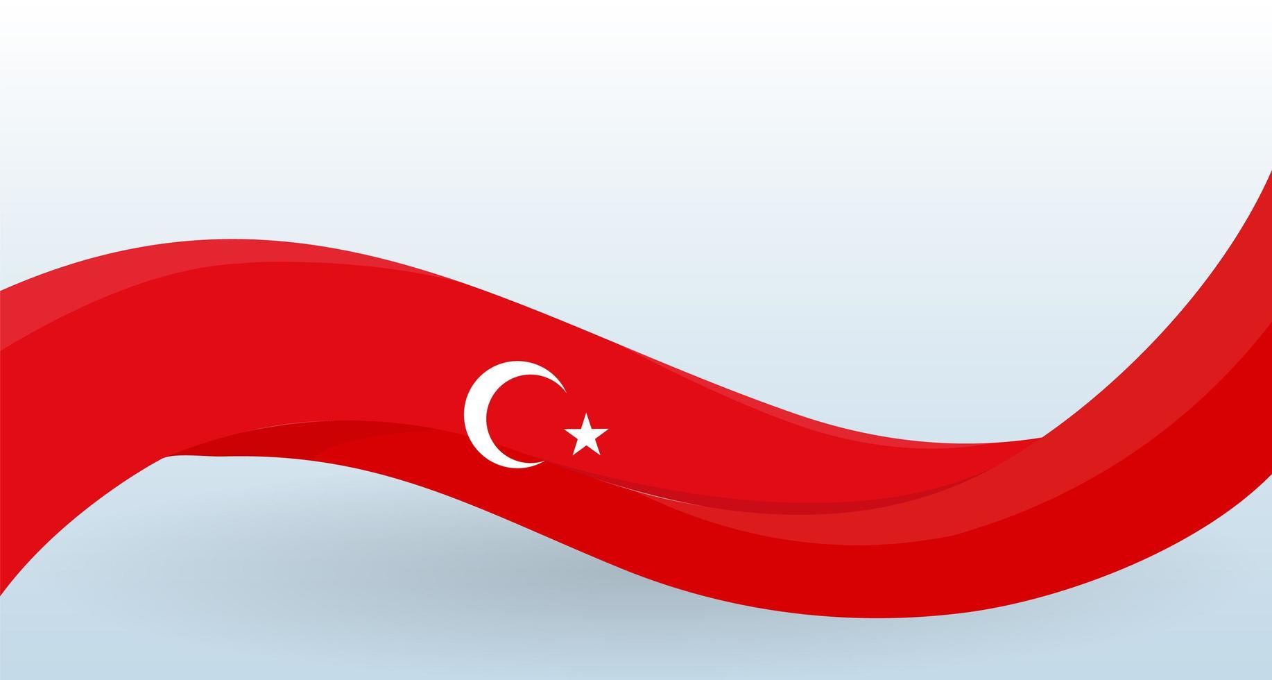 bandeira nacional da Turquia. acenando de forma incomum. modelo de design para decoração de panfleto e cartão, cartaz, banner e logotipo. ilustração isolada do vetor. vetor