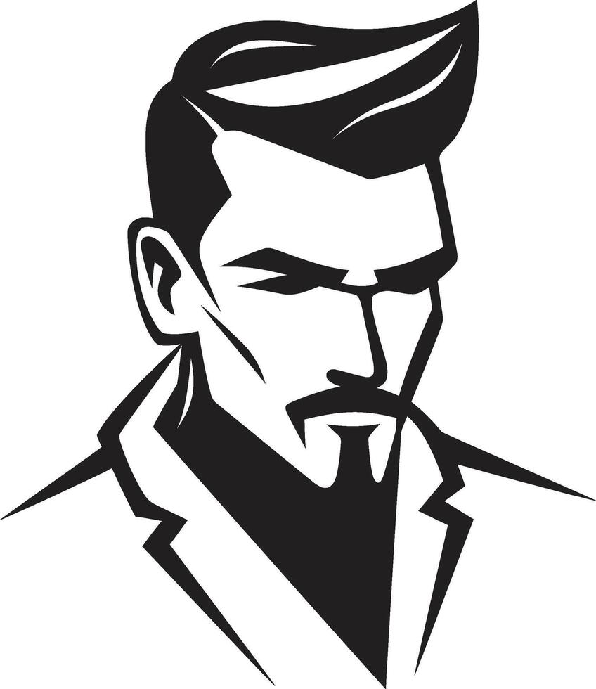 Eterno perfil insígnia clássico masculino face vetor ícone para duradouro estilo impressionante simetria crachá vetor logotipo para equilibrado masculino face ilustração