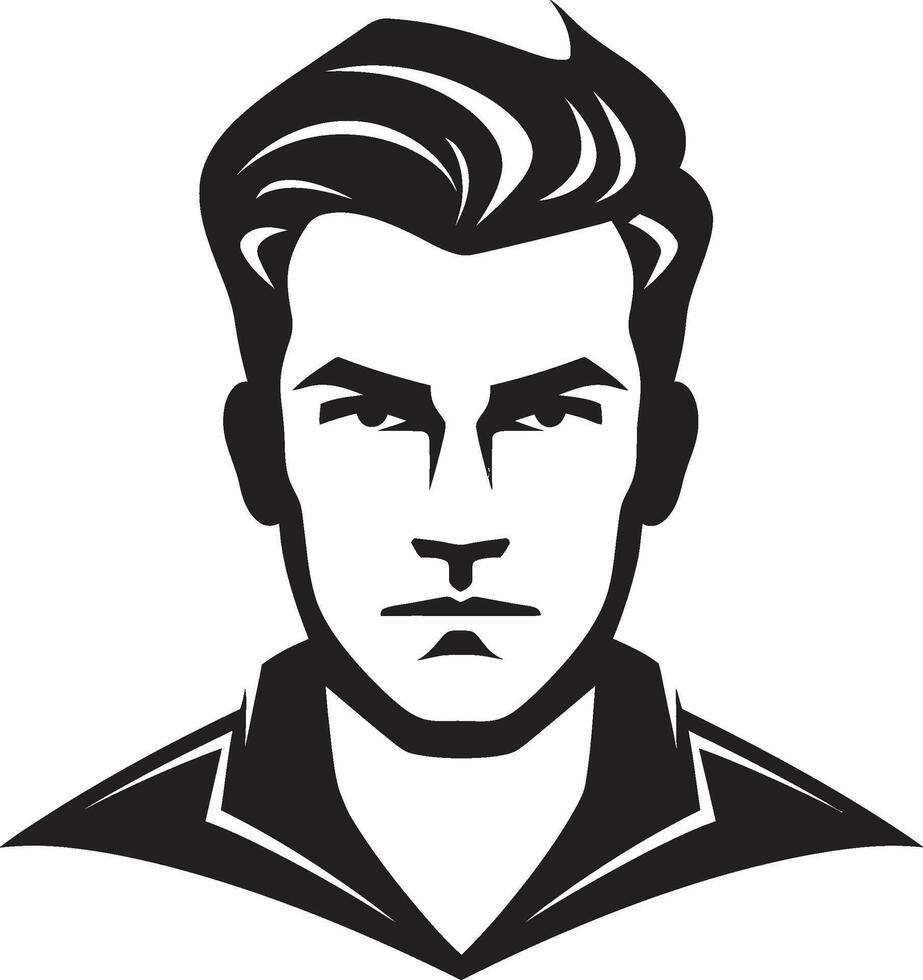 preparado perfil insígnia vetor logotipo para gracioso masculino face ilustração contemporâneo confiança crachá masculino face vetor ícone com negrito presença