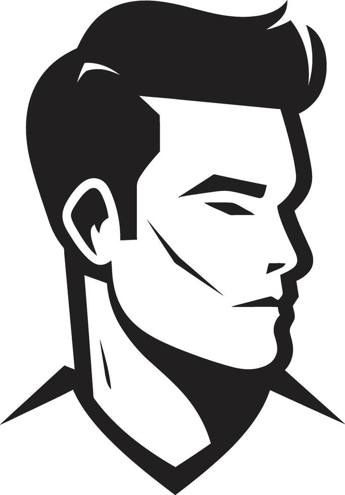 suave silhueta insígnia à moda masculino face ícone com suave linhas esculpido serenidade crachá vetor Projeto para calma masculino face logotipo