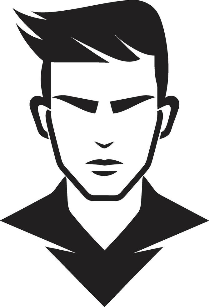 preparado perfil insígnia vetor logotipo para gracioso masculino face ilustração contemporâneo confiança crachá masculino face ícone com negrito presença