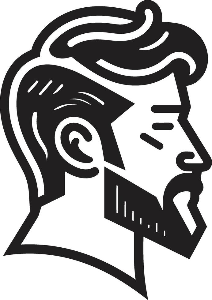 preparado perfil insígnia vetor logotipo para gracioso masculino face ilustração contemporâneo confiança crachá masculino face vetor ícone com negrito presença