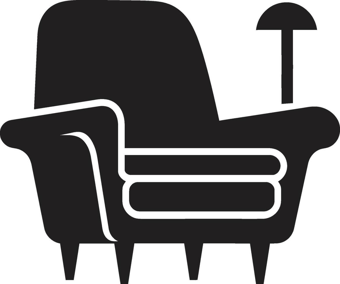 tranquilo tendências insígnia lustroso cadeira vetor ícone para na moda relaxamento minimalista retiro crista vetor Projeto para simples e moderno relaxante cadeira