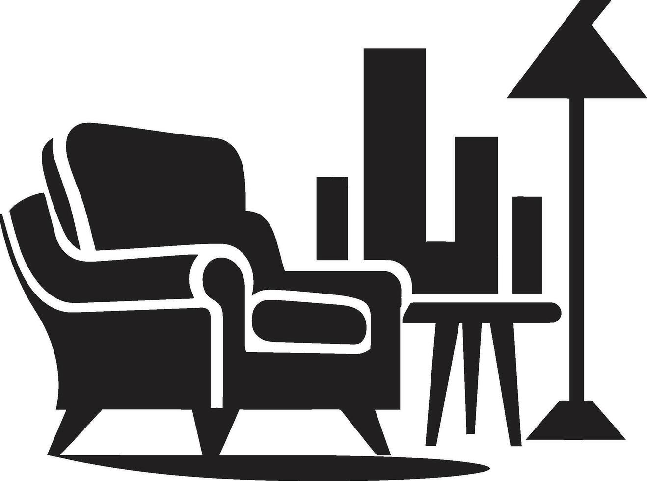elegância salão crachá moderno relaxante cadeira vetor ícone para à moda espaços relaxamento refúgio insígnia vetor logotipo para final conforto com moderno cadeira