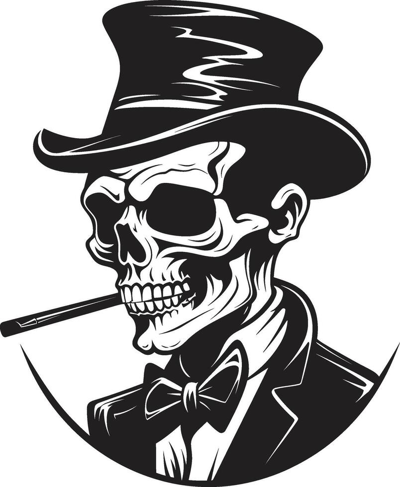 Tempo honrado Havana crista elegante esqueleto vetor logotipo para fumar cavalheiro com vintage talento elegante baiacu crachá vetor Projeto para à moda fumar cavalheiro ícone com classe