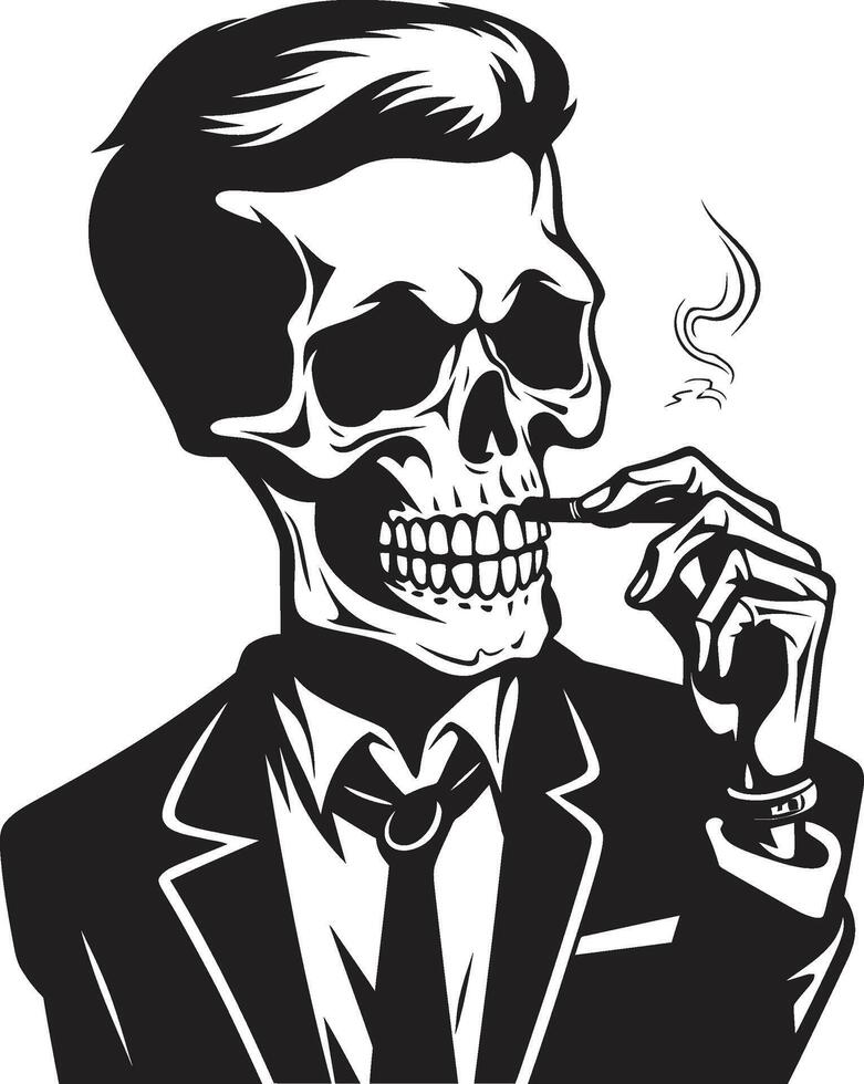 vintage voga crista fumar esqueleto vetor logotipo para à moda branding à moda fumaça pausa crachá vetor Projeto para cavalheiro esqueleto ícone com clássico apelo