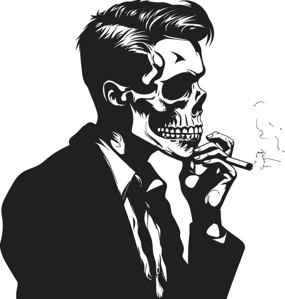 refinado ritual crachá clássico apelo dentro fumar esqueleto logotipo vintage vício insígnia icônico vetor Projeto para charuto aficionados