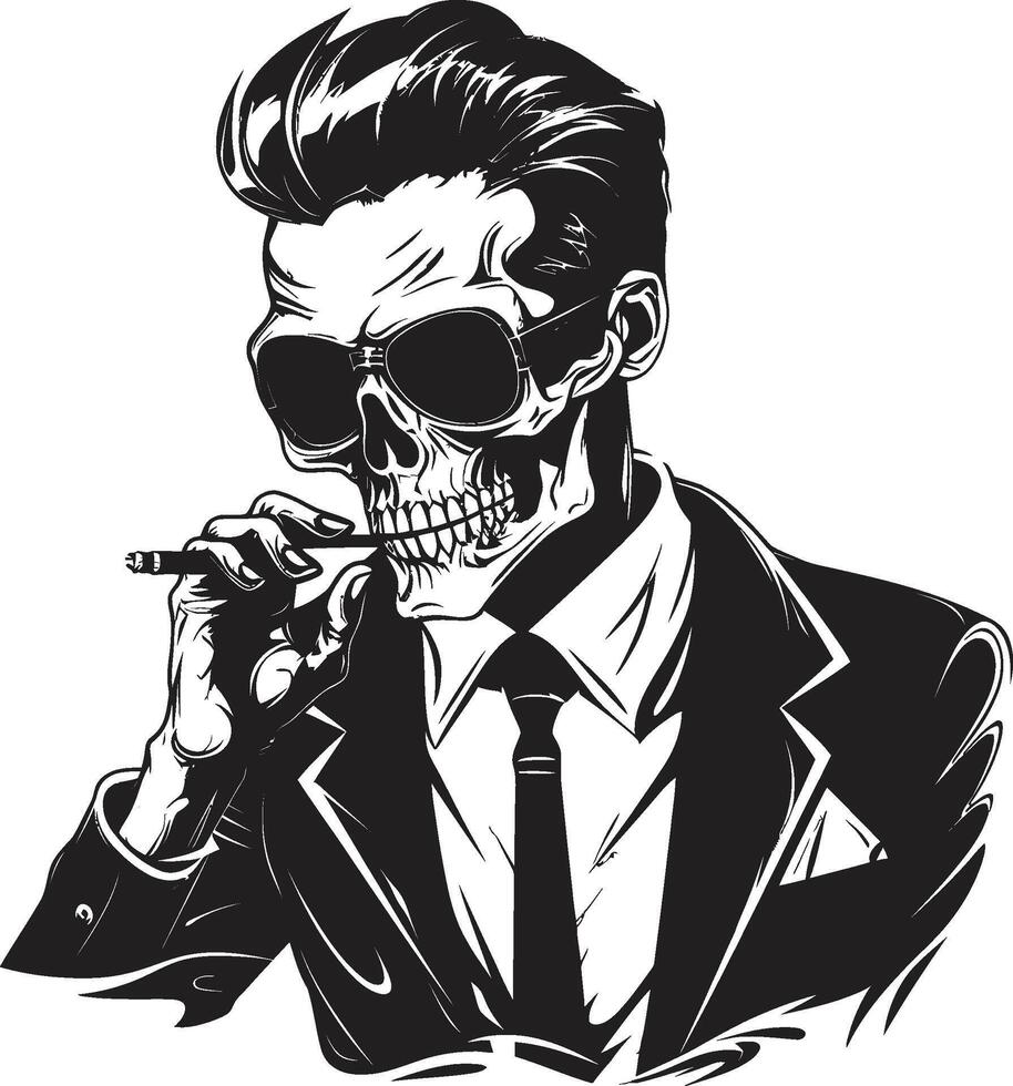 charuto salão crachá vintage charme para fumar esqueleto logotipo velho mundo opulência insígnia clássico sofisticação dentro esqueleto ícone vetor