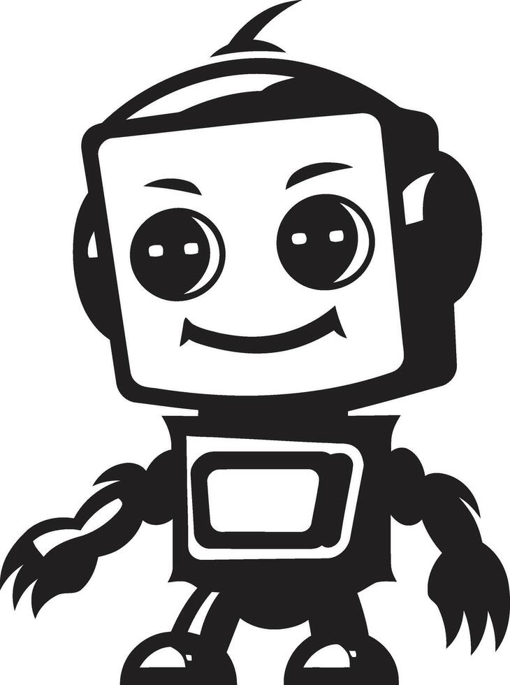 bate-papo companheiro insígnia adorável robô logotipo para amigáveis conversas digi companheiro crista pequeno e fofa robô chatbot Projeto para digital conexões vetor