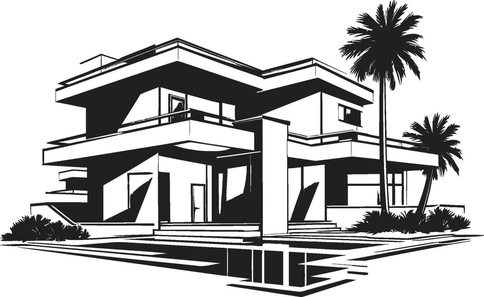 elegância residências crista moderno logotipo apresentando villa silhueta arquitetônico maravilha crachá vetor Projeto do uma villa para exclusivo branding