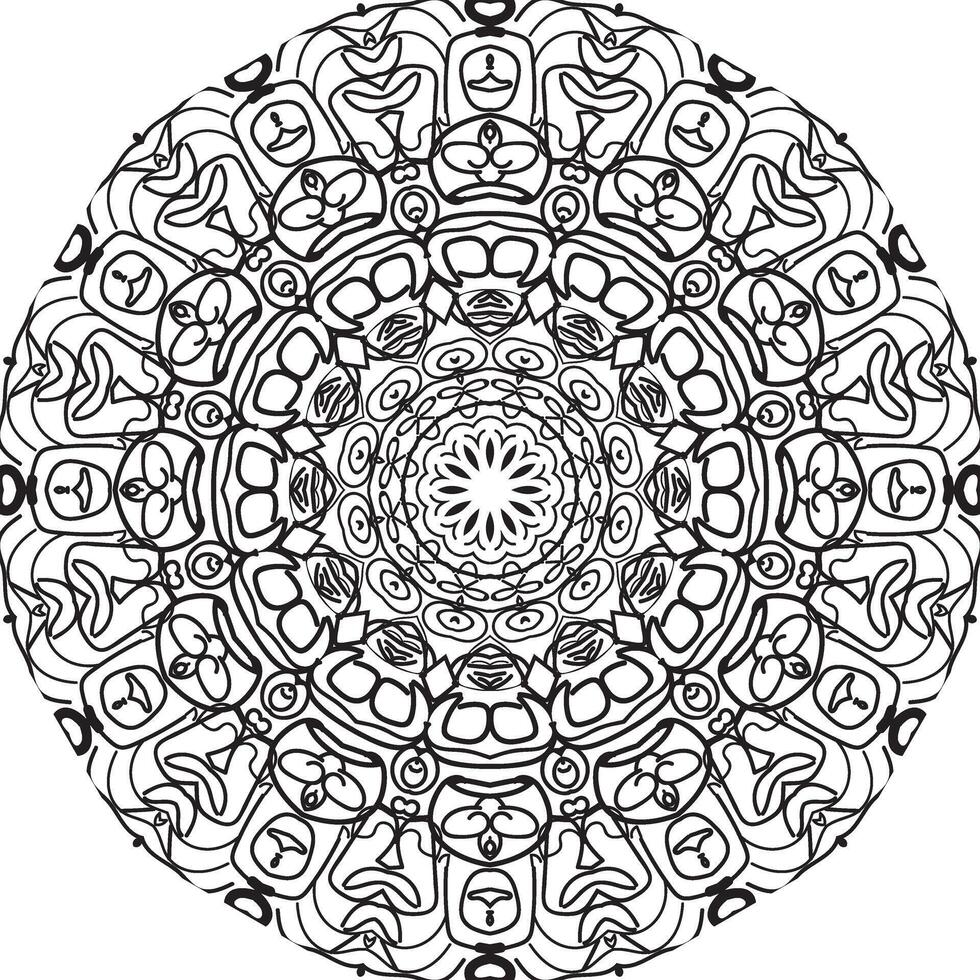 padrão circular em forma de mandala para henna, mehndi, tatuagem, decoração. ornamento decorativo em estilo oriental étnico. página do livro para colorir. vetor