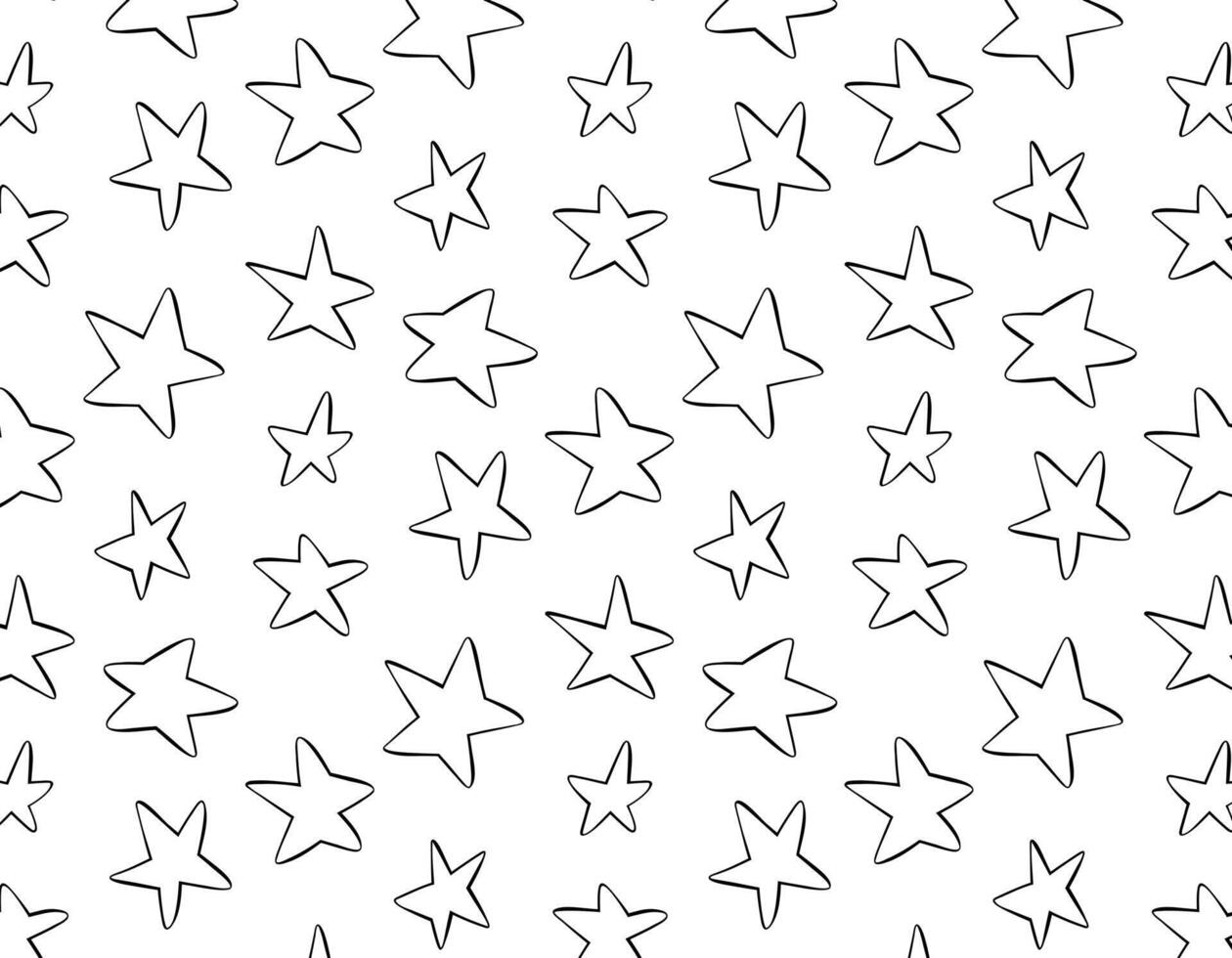 desatado abstrato padronizar com Preto mão desenhado gasto estrelas em branco fundo. cosmos textura para papel, invólucro e tecido. vetor