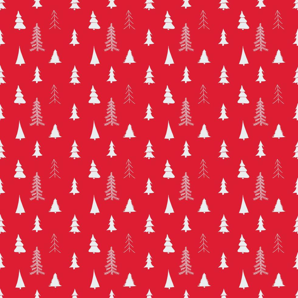 padrão sem emenda com árvores de Natal. fundo vermelho de natal vetor