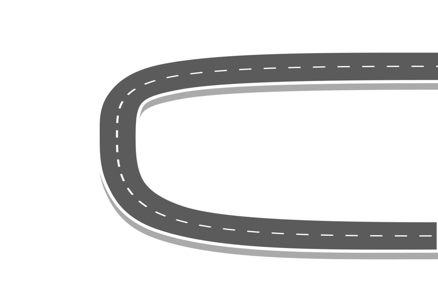 jornada rodoviária para o futuro. rua de asfalto isolada no fundo branco. símbolos caminho para o objetivo do ponto final. caminho significa planejamento de negócios bem-sucedido adequado para publicidade e presentstation vetor