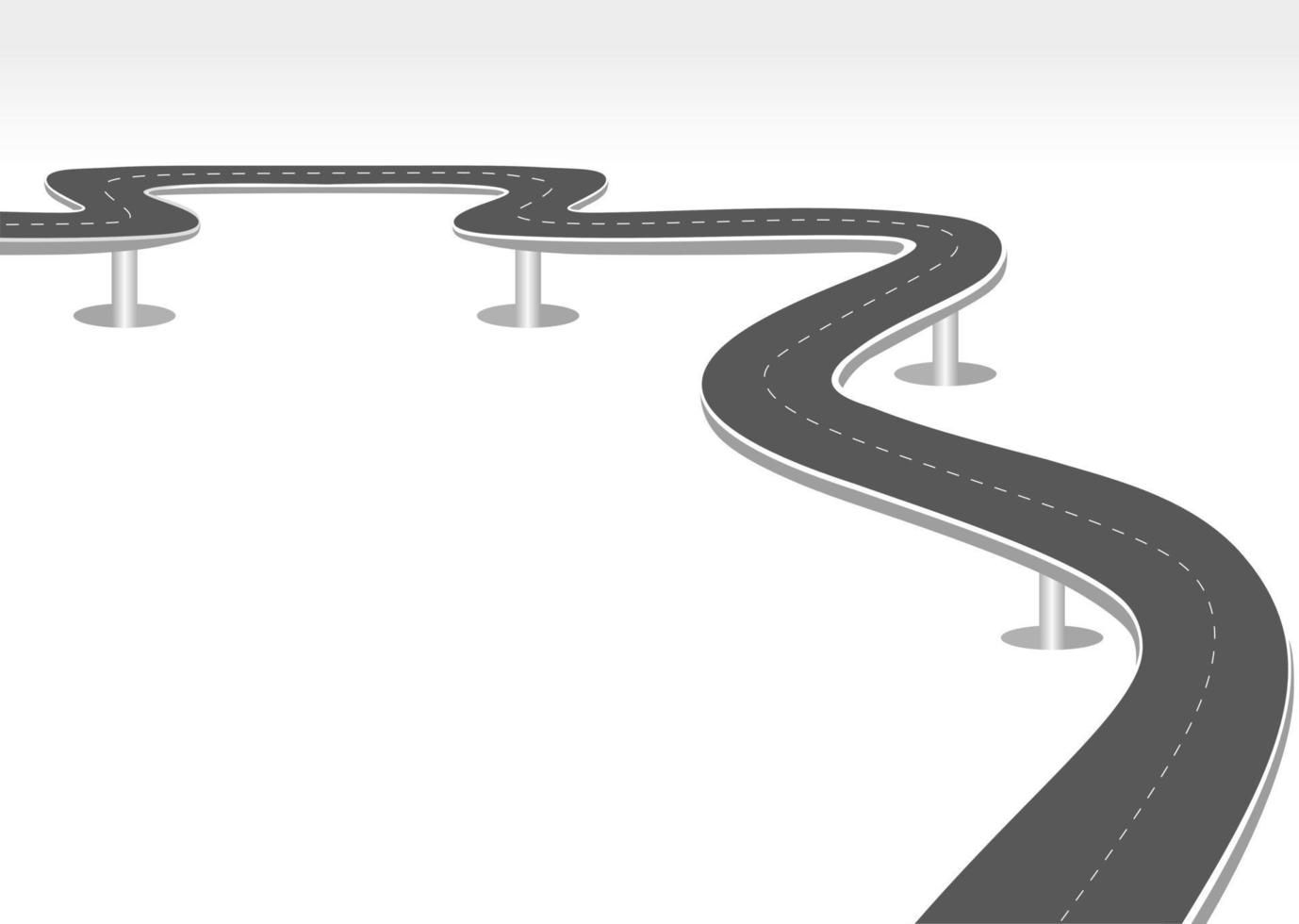 jornada rodoviária para o futuro. rua de asfalto isolada no fundo branco. símbolos caminho para o objetivo do ponto final. caminho significa planejamento de negócios bem-sucedido adequado para publicidade e presentstation vetor