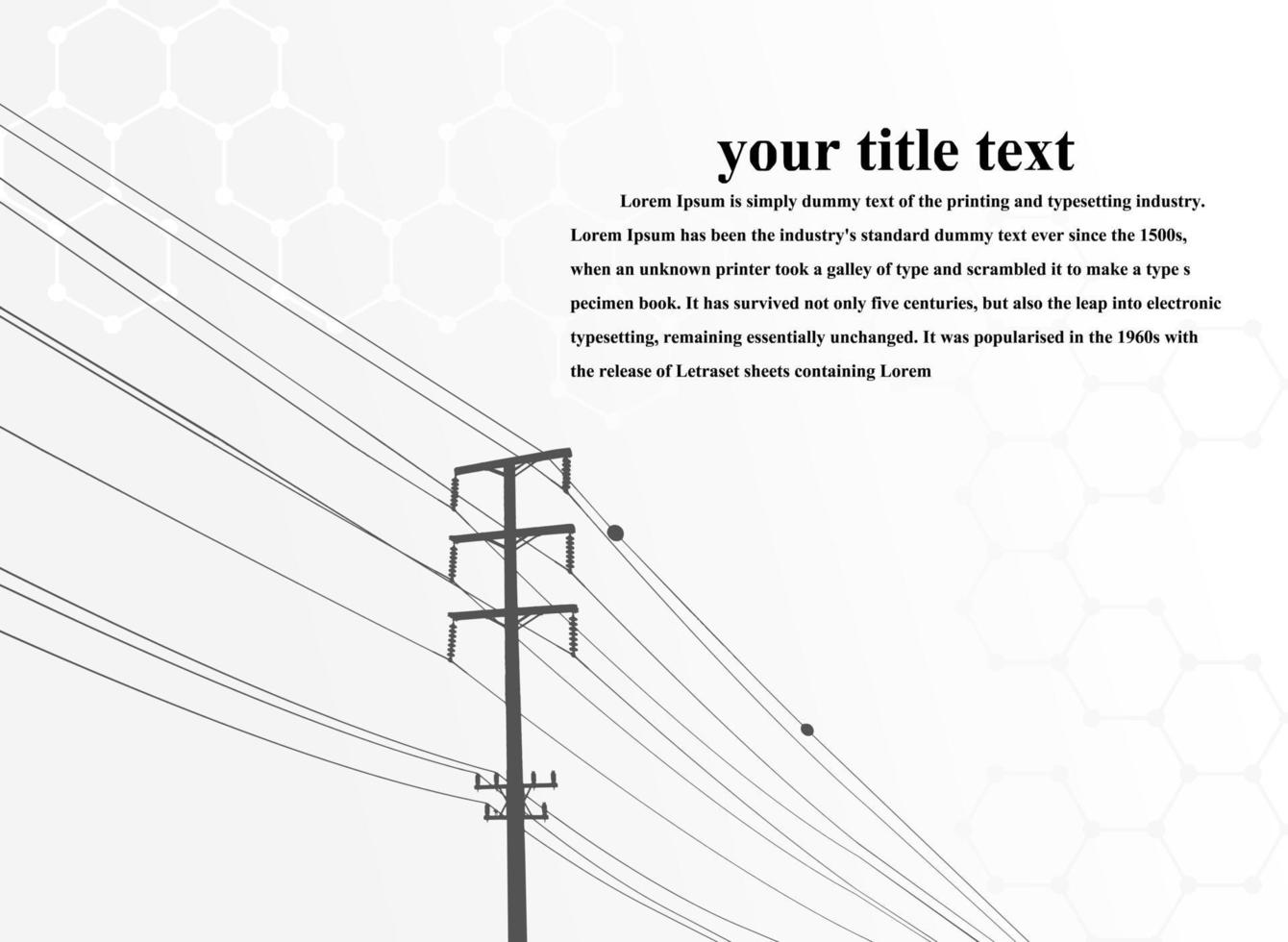 pólo elétrico. sistemas de transmissão de alta tensão. uma rede de energia elétrica interligada em todas as áreas. símbolos, terno de planejamento de negócios de etapas. apresentação e propaganda. ilustração vetorial. vetor