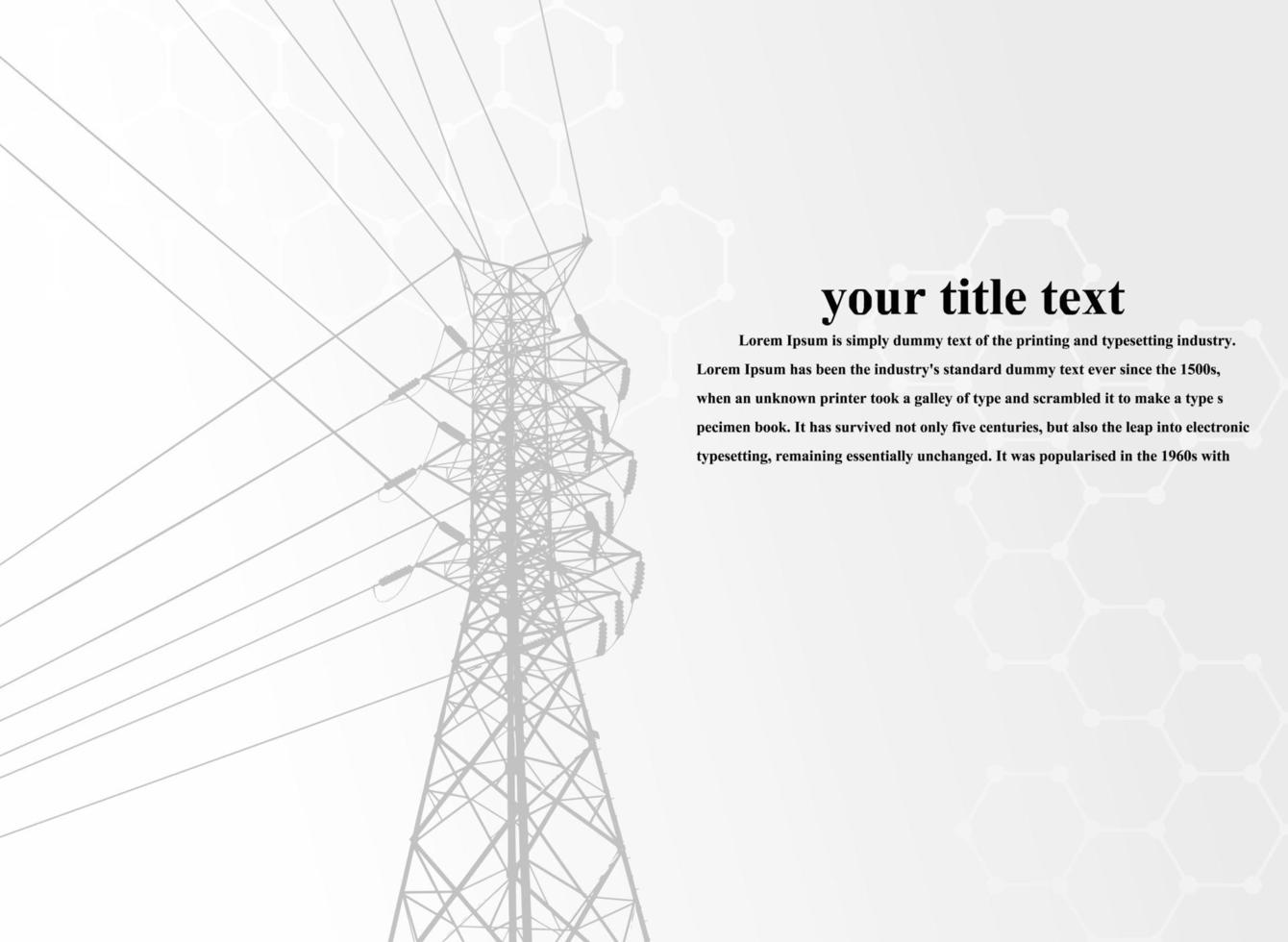 pólo elétrico. sistemas de transmissão de alta tensão. uma rede de energia elétrica interligada em todas as áreas. símbolos, terno de planejamento de negócios de etapas. apresentação e propaganda. ilustração vetorial. vetor