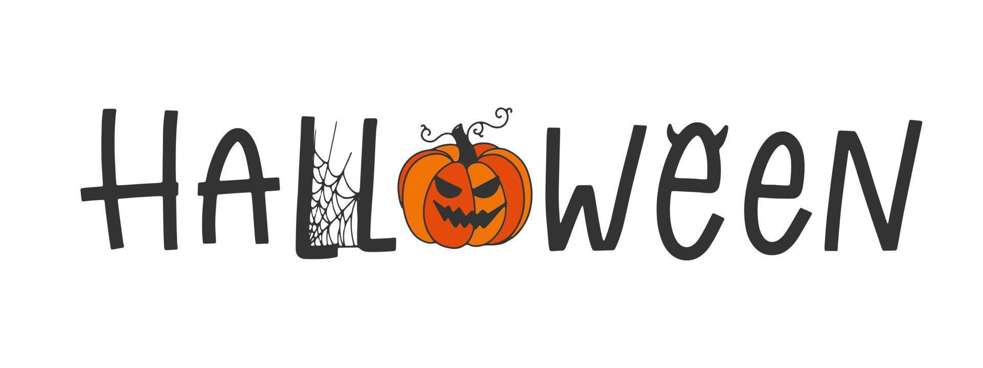 vetor de banner de texto de letras de mão de halloween.