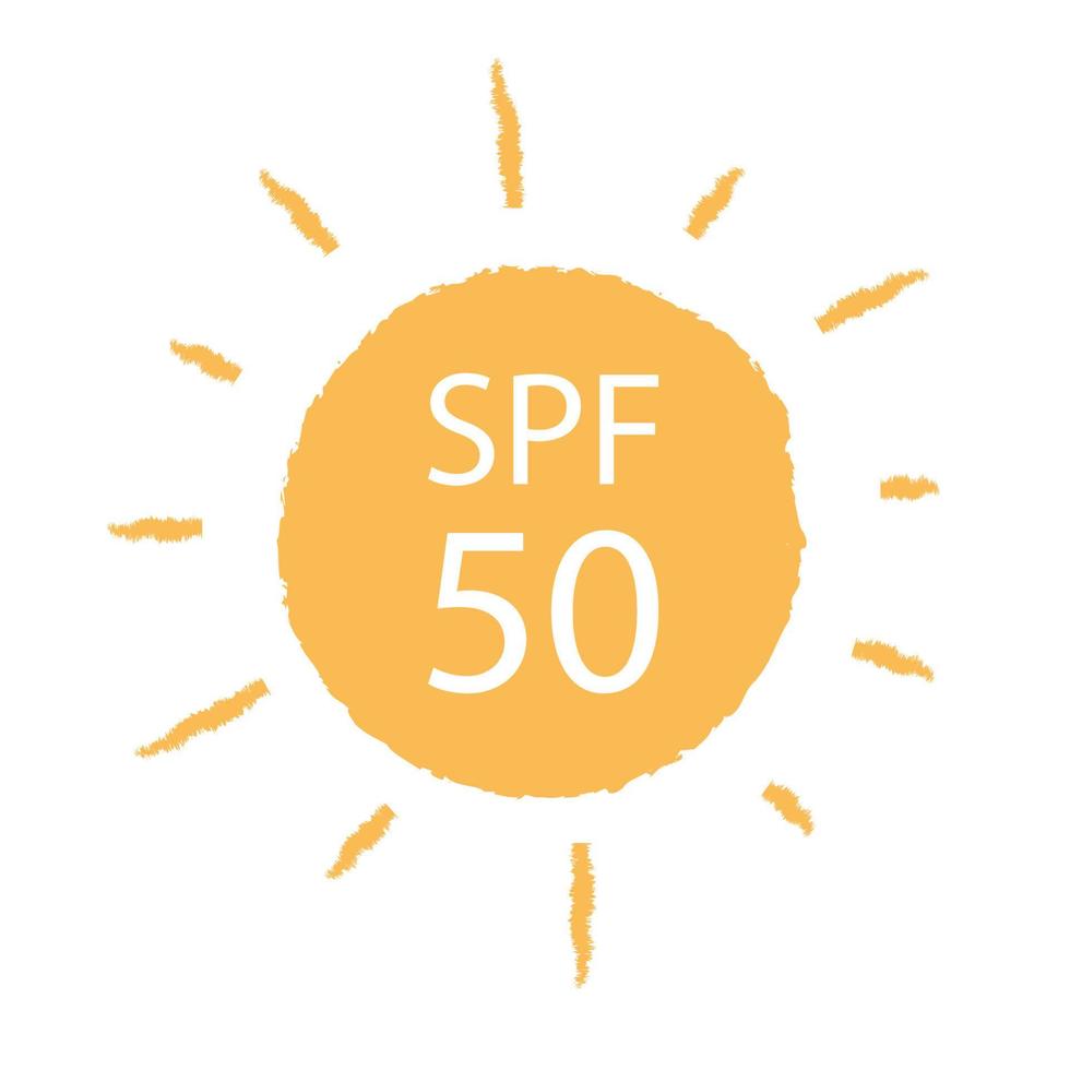 projeto do ícone de proteção solar SPF. símbolo uv. sinal de sol spf. radiação de raios ultravioleta. vetor