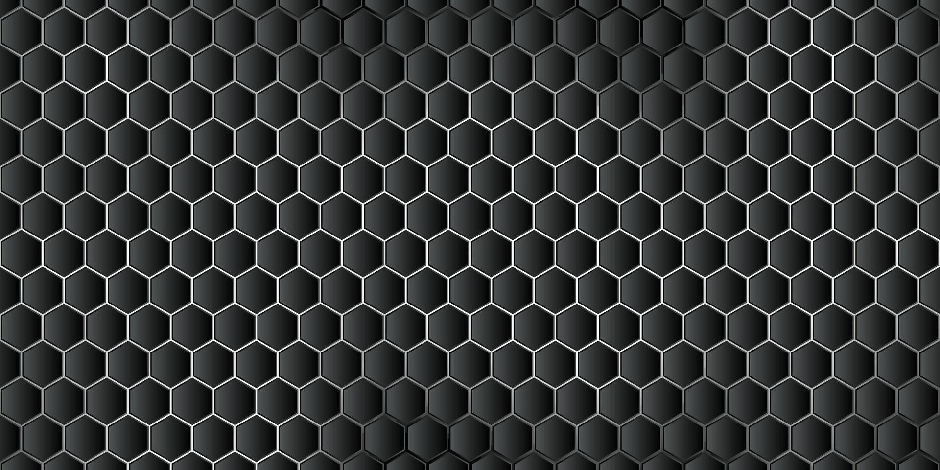 hexagonal Preto fundo com branco luz vetor