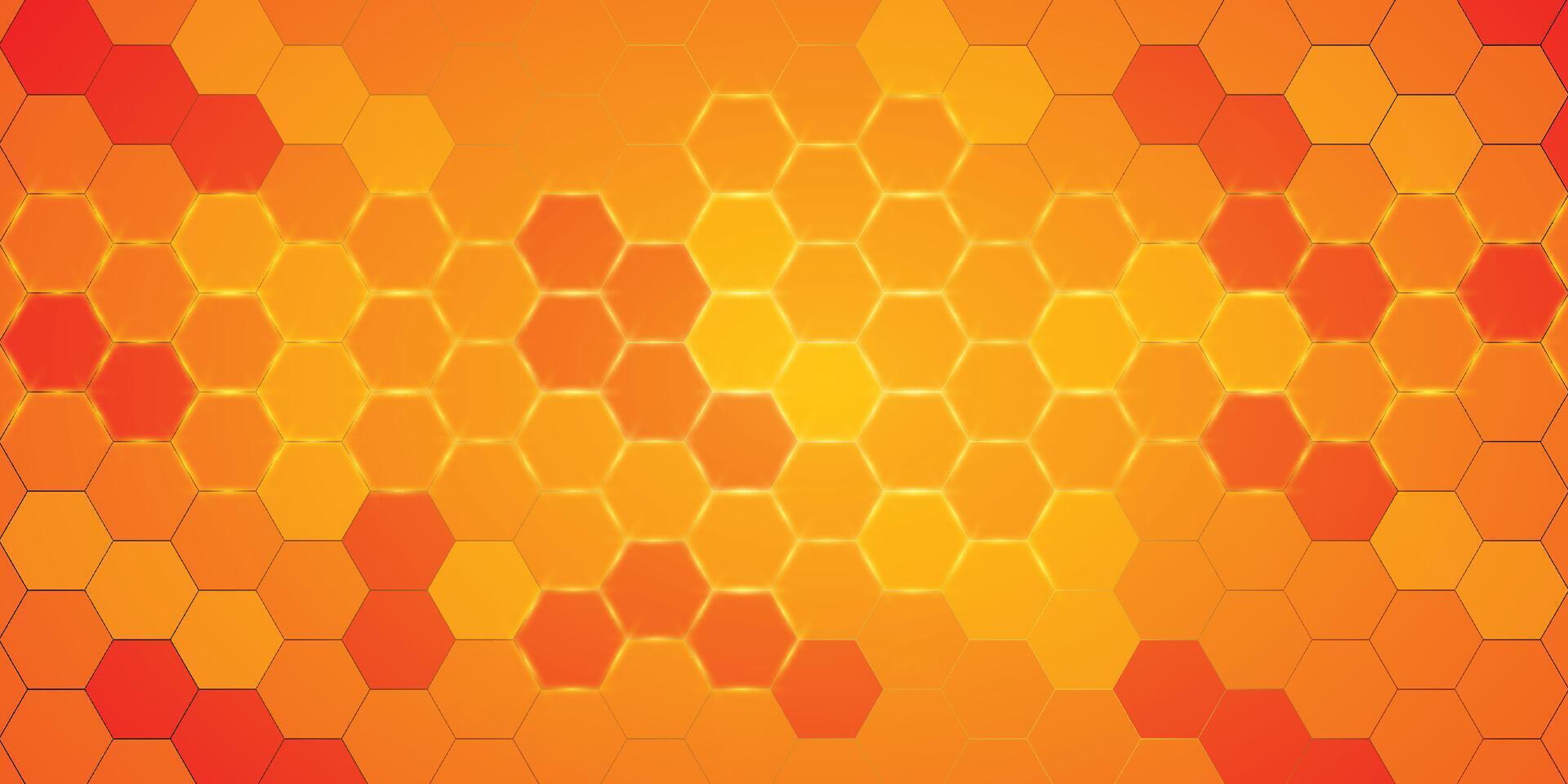 laranja hexagonal fundo com dourado luz vetor
