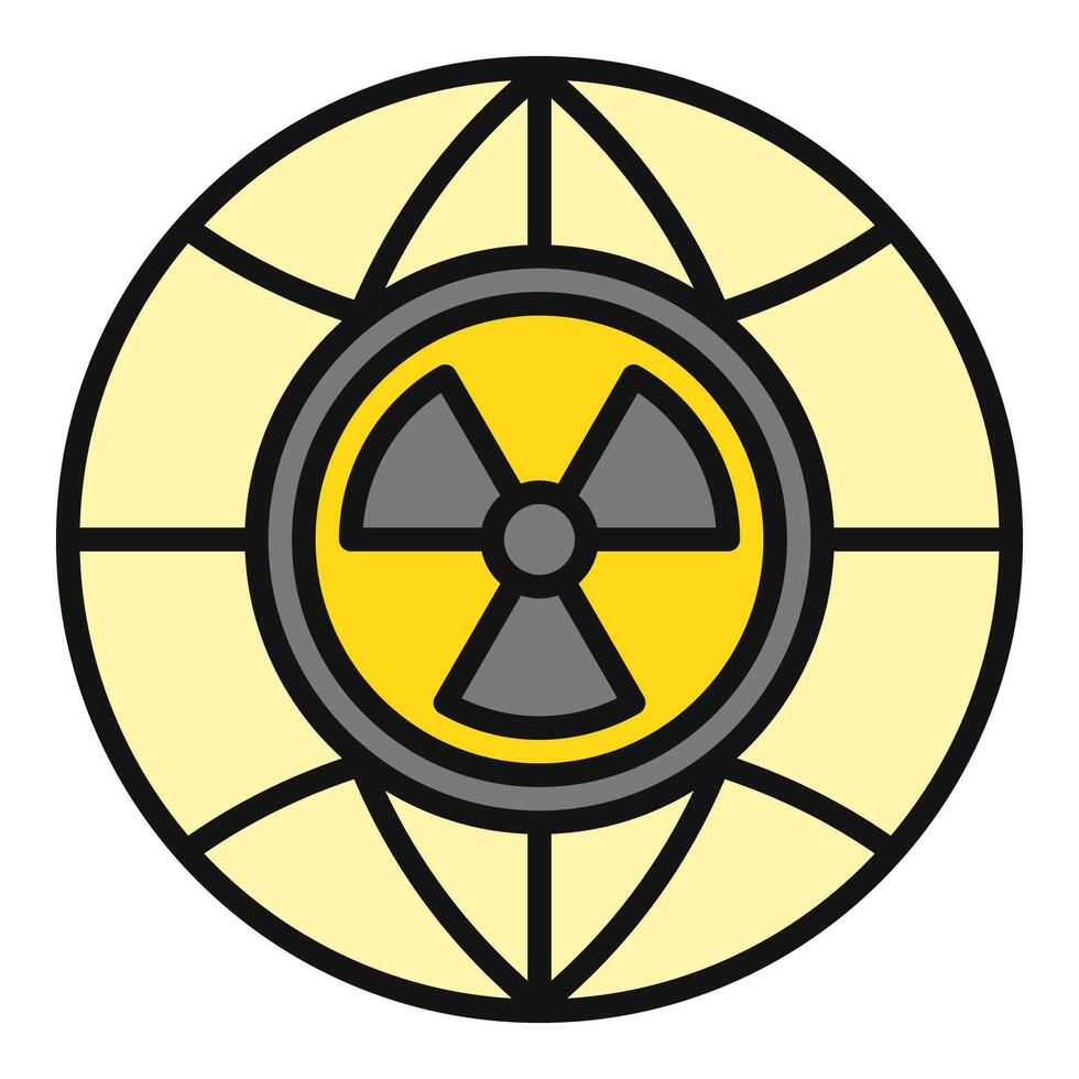 terra globo com radiação símbolo vetor radioativo colori ícone ou placa