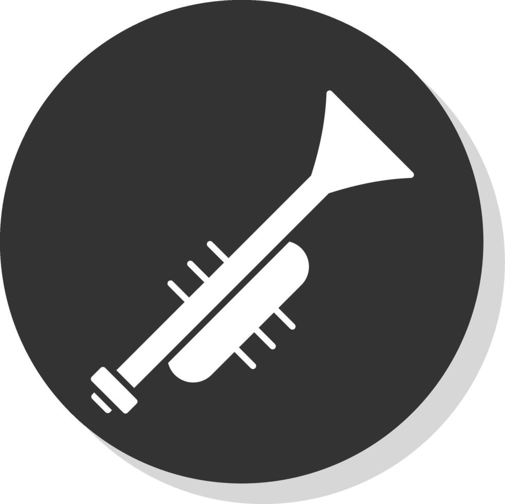 trompete glifo cinzento círculo ícone vetor