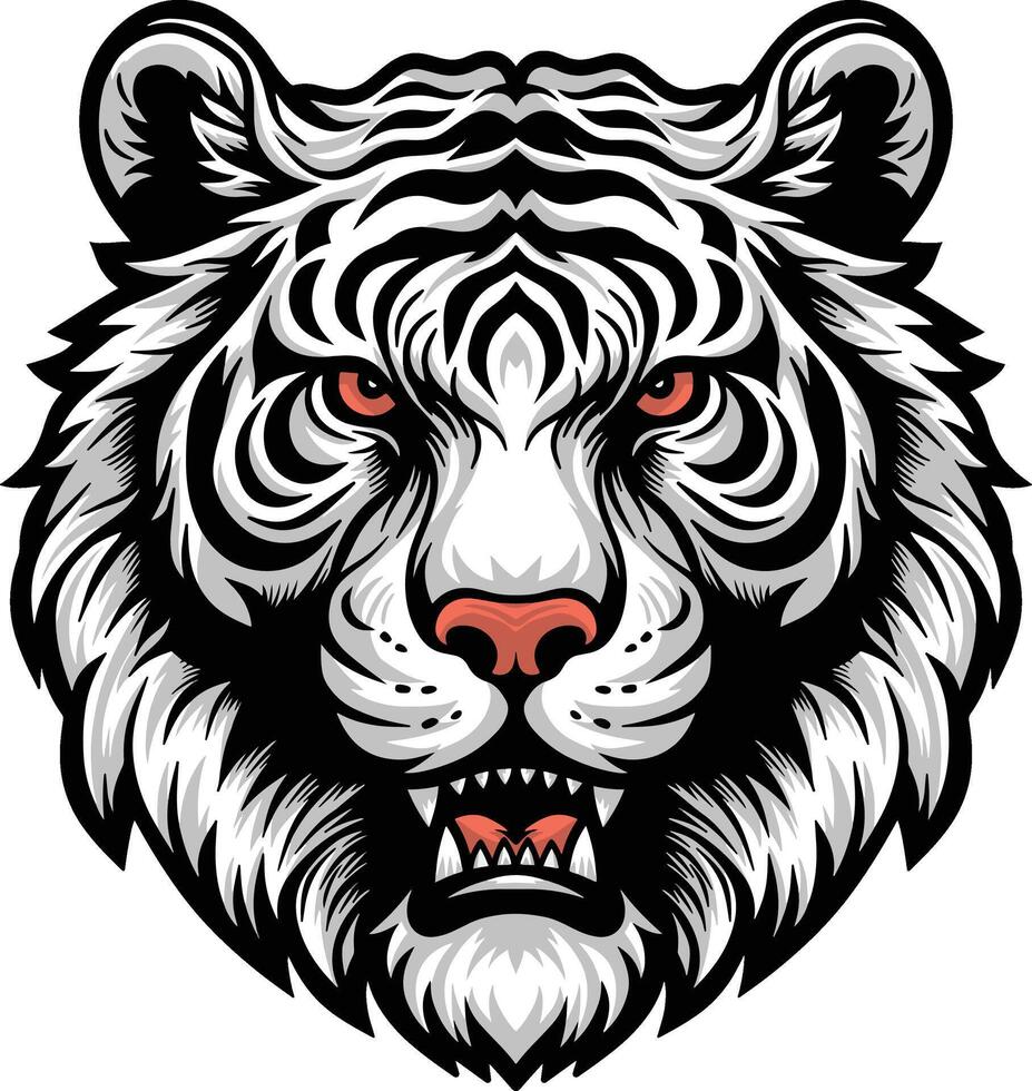 ilustração de tatuagem de cabeça de tigre vetor