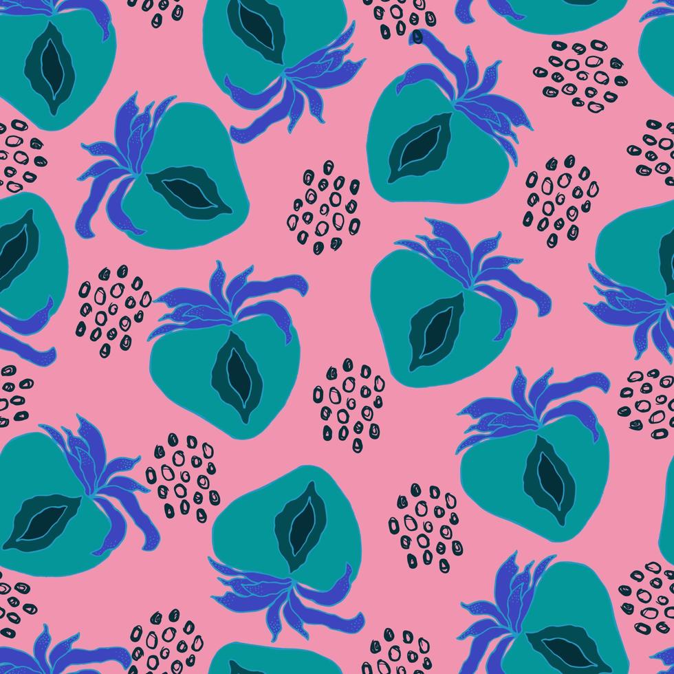 Padrão sem emenda de morango berry vector com pontos e manchas abstratas no fundo