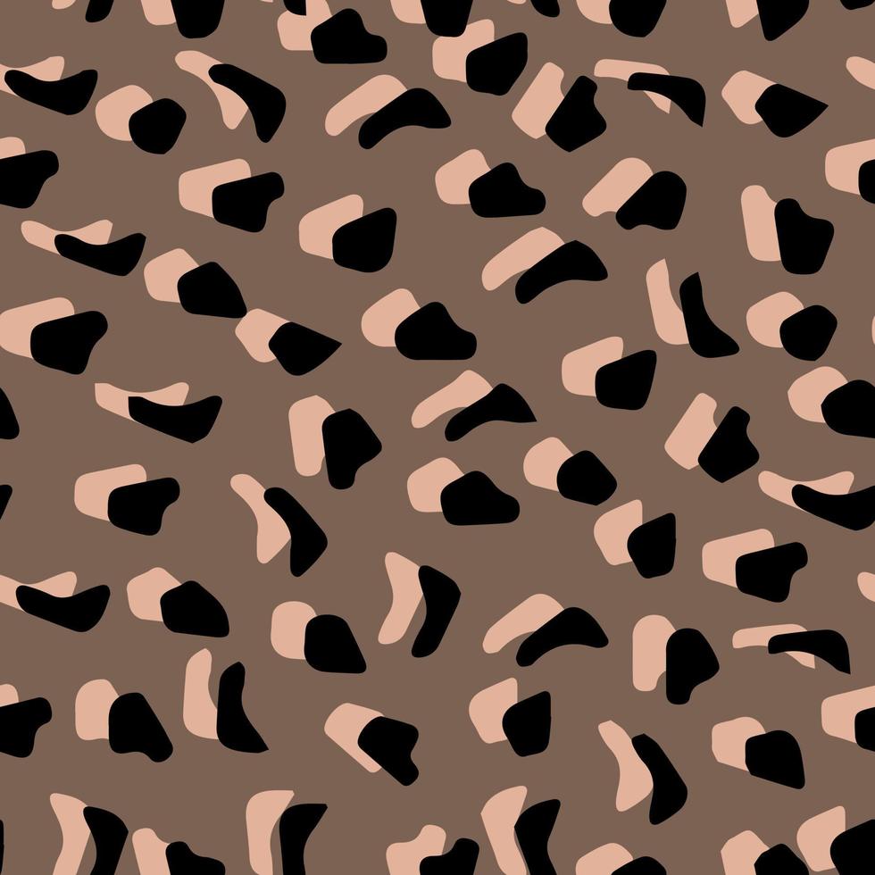 padrão de seamles de vetor de pele de leopardo abstrato. manchas de pincel e fundos irregulares. impressão de pele de animal selvagem abstrato. desenho geométrico irregular simples.