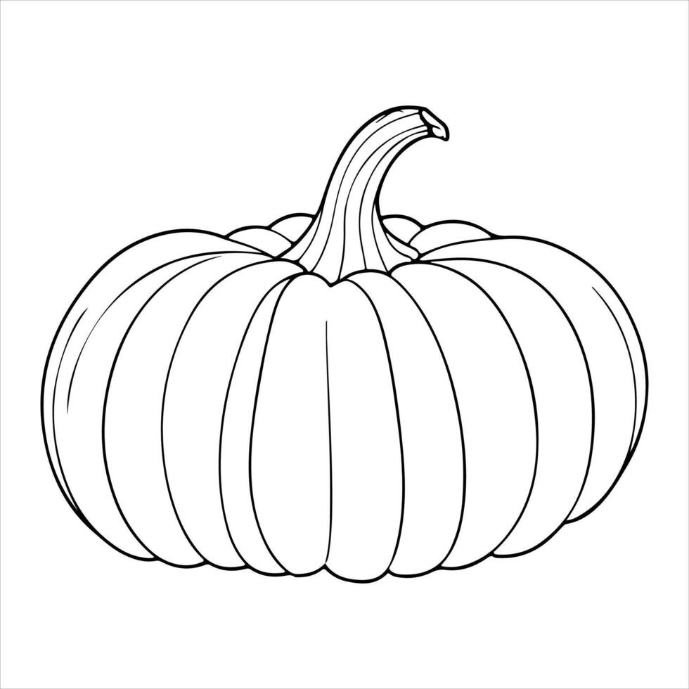 ai gerado contínuo 1 Preto linha desenhando do abóbora dia das Bruxas outono colheita esboço esboço rabisco para coloração vetor em branco fundo