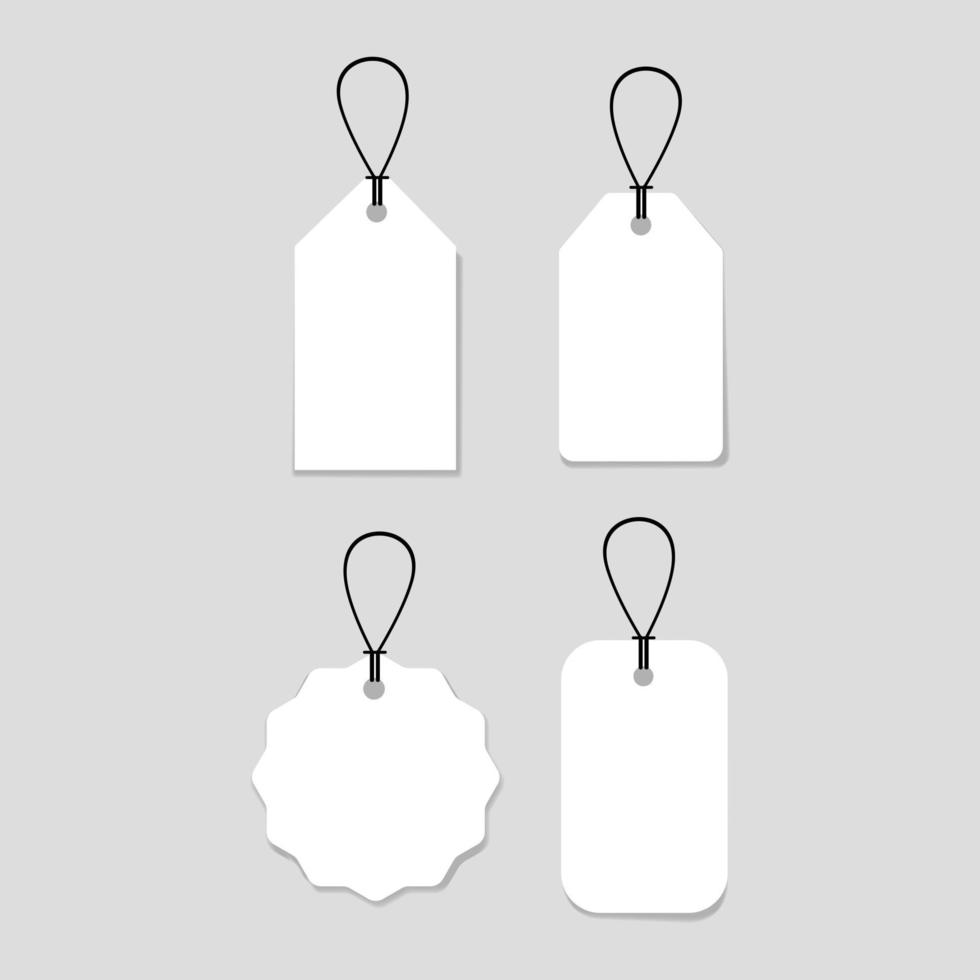 conjunto de ilustração de etiquetas de etiqueta de preço branca em fundo isolado vetor