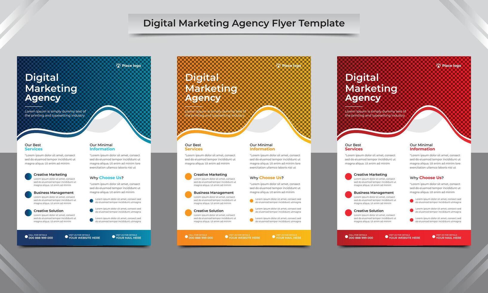 digital marketing agência folheto folheto design, corporativo o negócio folheto, o negócio proposta, anual relatório, digital marketing agência folheto dentro a4 modelo. vetor ilustração.