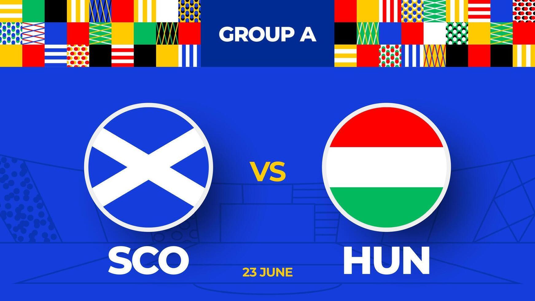 Escócia vs Hungria futebol 2024 Combine contra. 2024 grupo etapa campeonato Combine versus equipes introdução esporte fundo, campeonato concorrência vetor