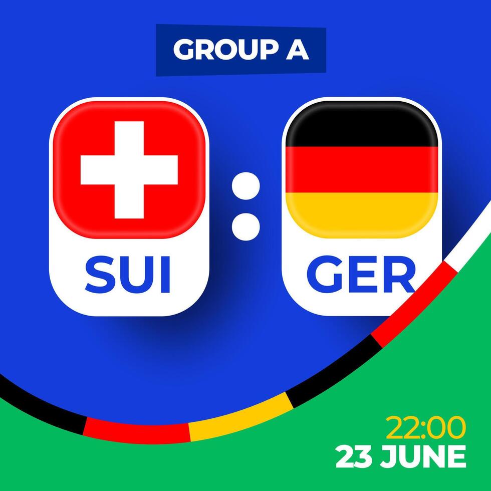 Suíça vs Alemanha futebol 2024 Combine contra. 2024 grupo etapa campeonato Combine versus equipes introdução esporte fundo, campeonato concorrência vetor