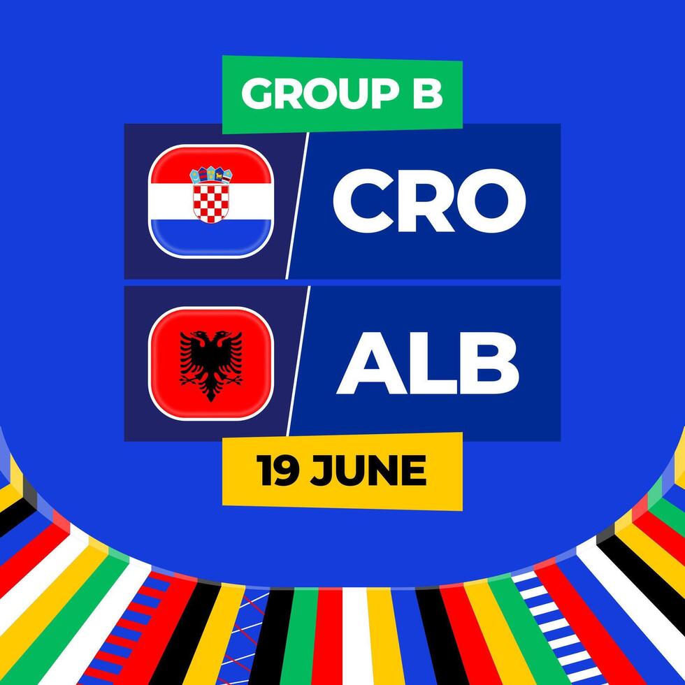 Croácia vs Albânia futebol 2024 Combine contra. 2024 grupo etapa campeonato Combine versus equipes introdução esporte fundo, campeonato concorrência vetor