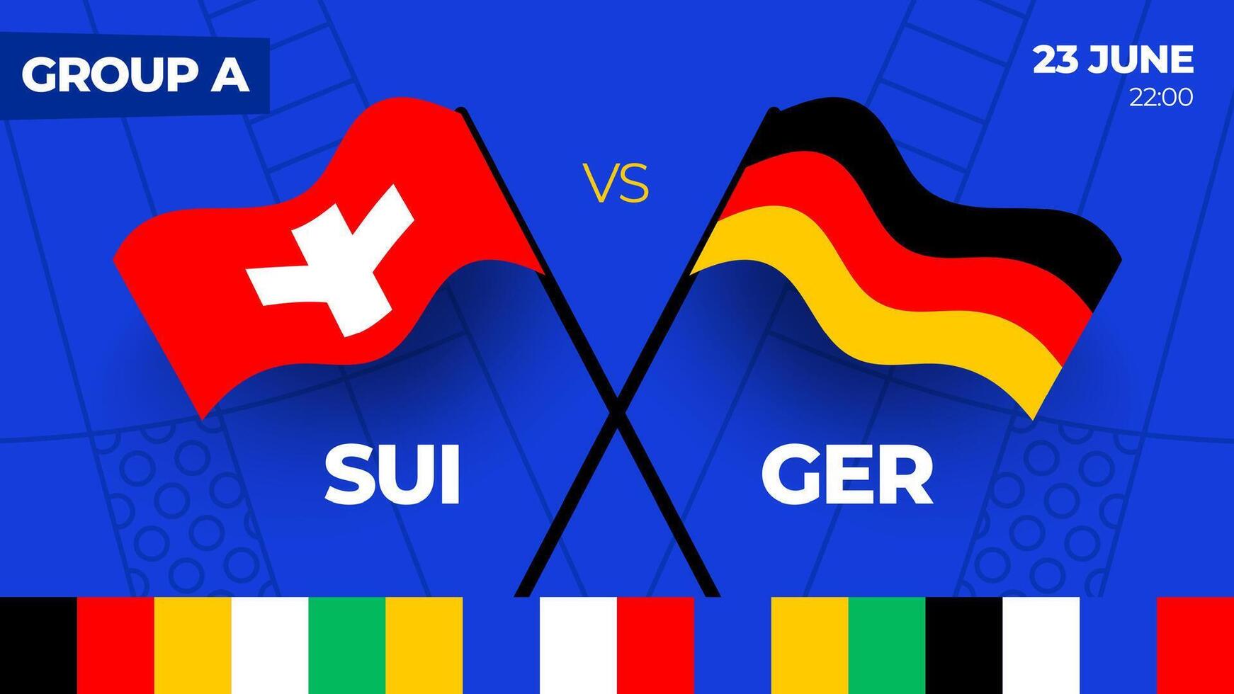 Suíça vs Alemanha futebol 2024 Combine contra. 2024 grupo etapa campeonato Combine versus equipes introdução esporte fundo, campeonato concorrência vetor