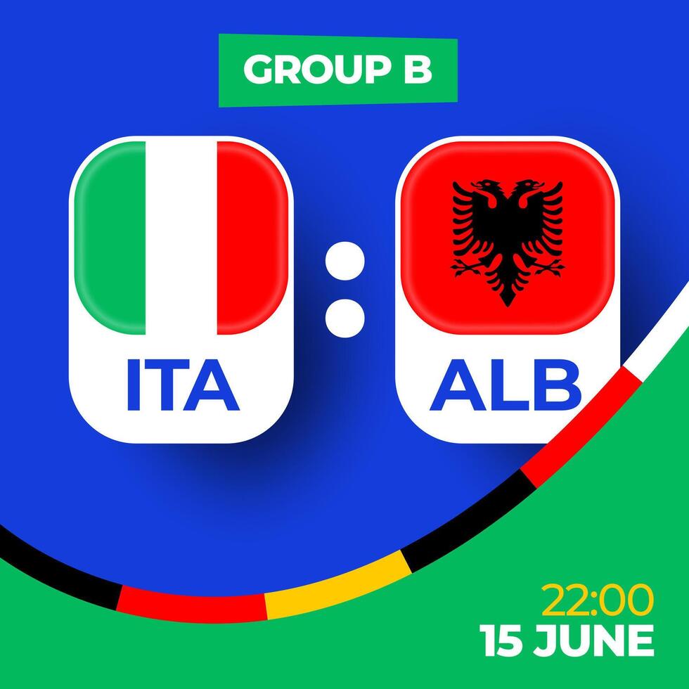 Itália vs Albânia futebol 2024 Combine contra. 2024 grupo etapa campeonato Combine versus equipes introdução esporte fundo, campeonato concorrência vetor